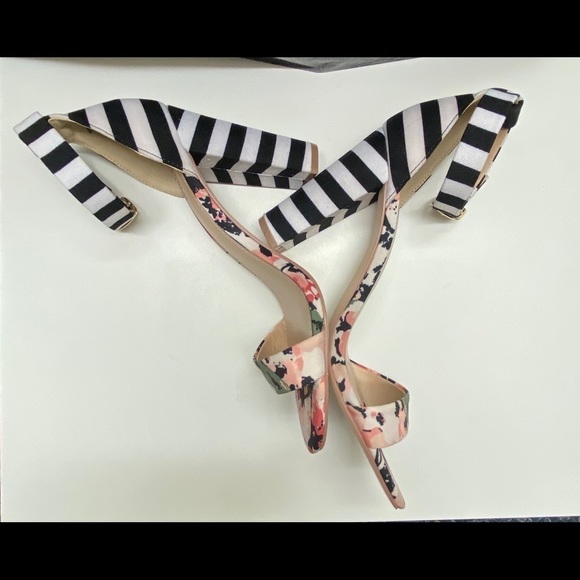 Black and White Stripe Multi Colour Sandals - Picture 3 of 6